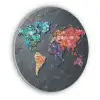Wereldkaart - Edelstenen - Regenboog - Ruw Akoestische PET Vilt - Rond klein -3d