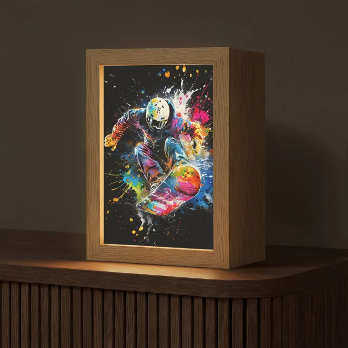 Graffiti - Sport - Snowboarden - Wintersport Light Box met kabel (Tafellamp) klein -z3d_website