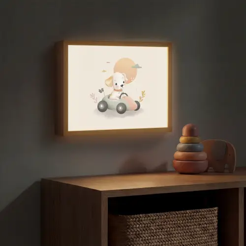 Puppy - Raceauto - Oranje Light Box met batterij (Wandlamp kind) middel -sfeer5_kind