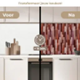Langwerpig - Tegels - Rood - Koper keuken achterwand 2 middel 871 -voor-na2_NL