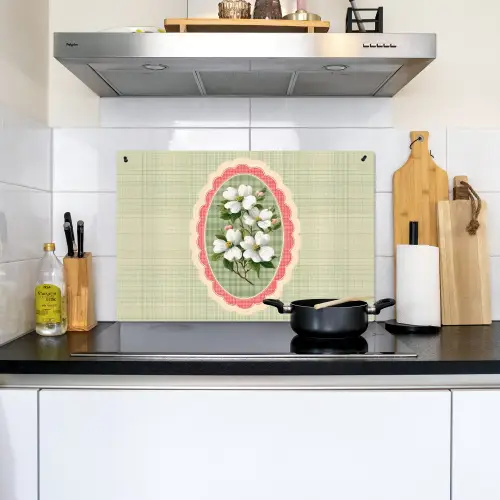 Bloemen - Illustratie - Geruit - Groen Inductie beschemer met haakjes klein -sfeer2
