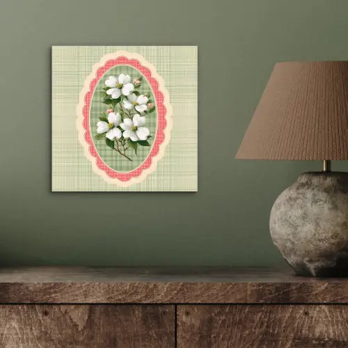 Bloemen - Illustratie - Geruit - Groen aluminium wit klein -sfeer2
