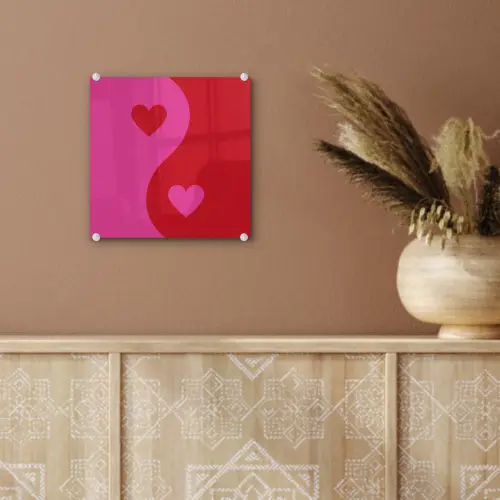 Minimalistisch - Rood - Roze - Hartjes plexiglas 5mm klein -sfeer5