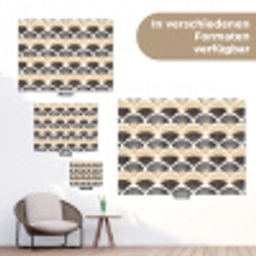 Waaier - Patroon - Zwart - Beige tuinposter los doek klein 239 -Xsfeer9_DE
