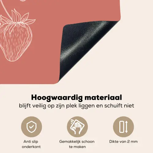 Minimalistisch - Illustratie - Aardbei - Tak Inductie beschemer met haakjes klein -ky-onderkant-nl