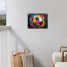 Kleurrijke Voetbal tuinposter los doek klein -sfeer8