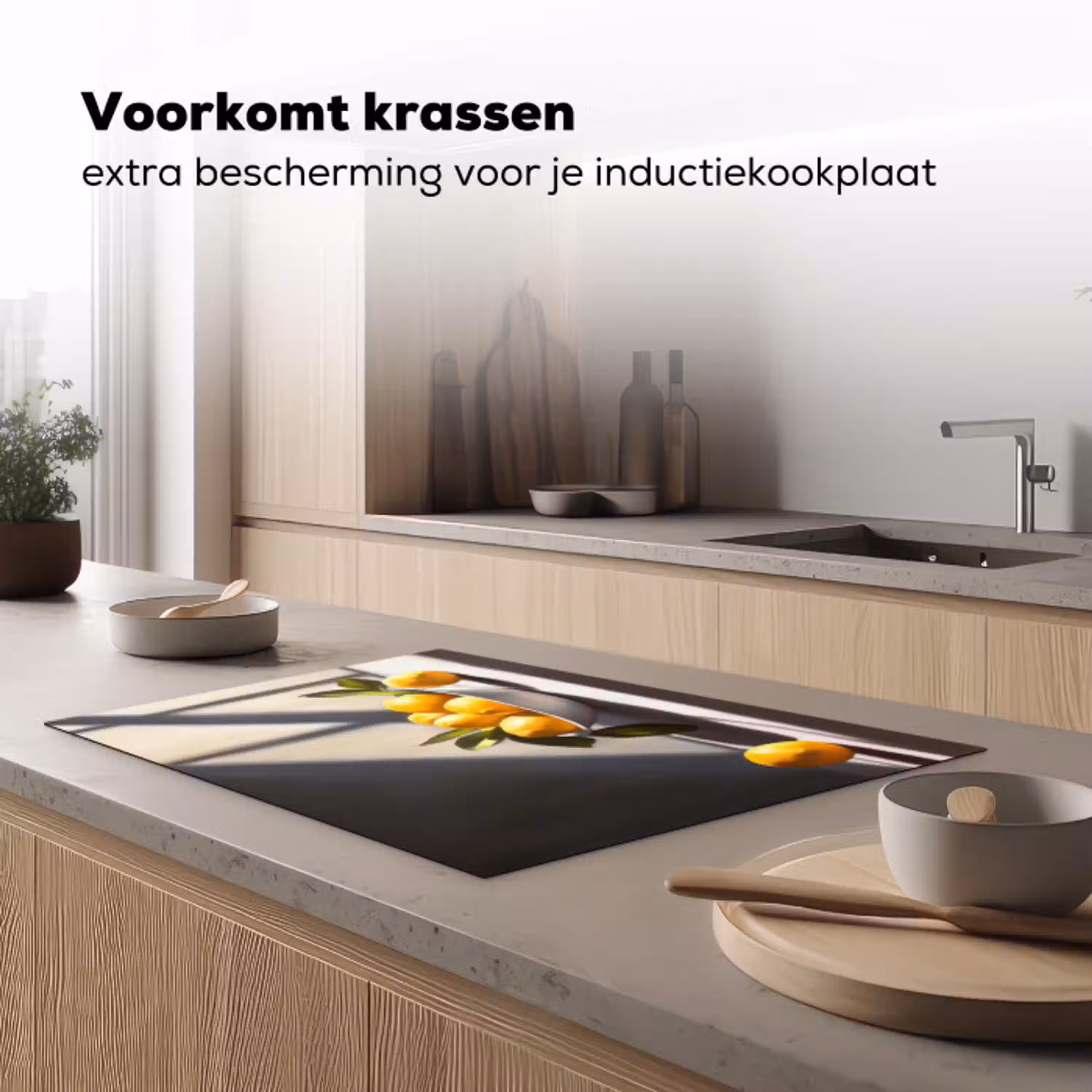 Citroenen - Stilleven - Geel Inductie beschermer vinyl 3mm klein -sfeer1