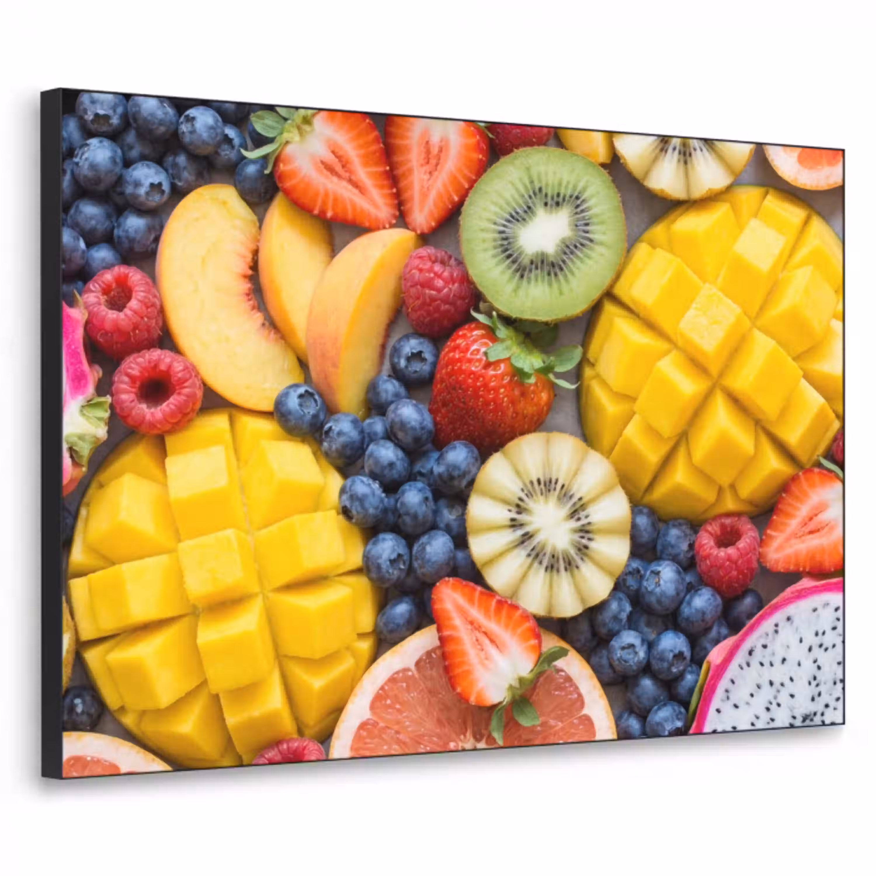 Fruit - Versneden - Kleurrijk - Eten - Gezond Textielframe zwart klein -3d
