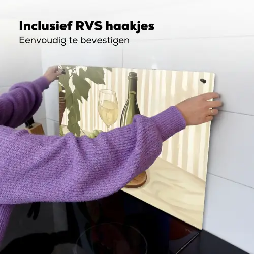 Wijn - Druiven - Kaas - Bladeren Inductie beschemer met haakjes klein -ky-ophangen-nl