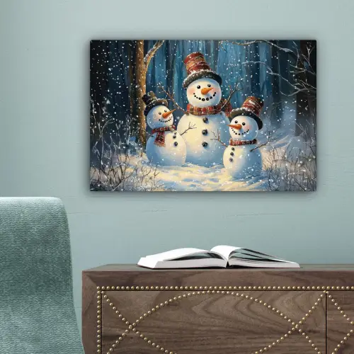 Sneeuwpop - Sneeuw - Winter - Bos canvas 2cm klein -sfeer4