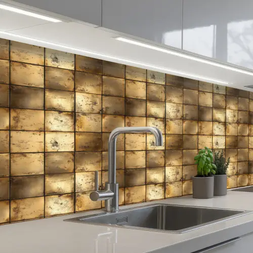 Geometrisch - Tegels - Goud keuken achterwand 2 middel 871 -3d_schuin