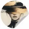 Vrouw - Hoed - Verf Wandcirkel behangsticker klein -3d