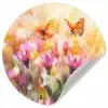Vlinders - Oranje - Bloemen Wandcirkel behangsticker klein -3d