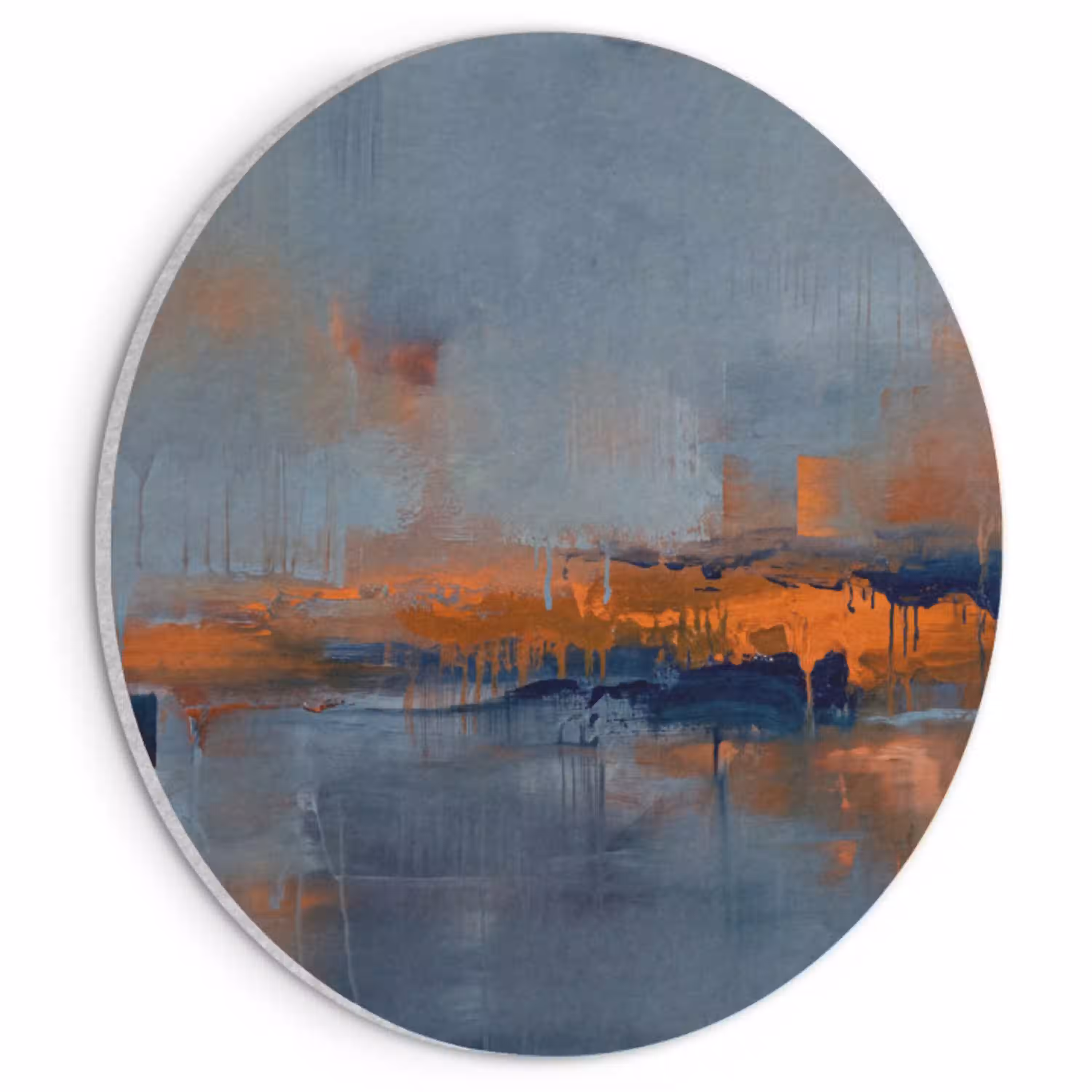 Abstract - Kleuren - Modern - Oranje - Grijs Akoestische PET Vilt - Rond klein -3d