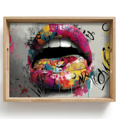 Lippen - Graffiti - Expressief Dienblad Rechthoek middel -z3d_shopping