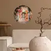 Doorkijk - Boog - Bloemen - Pastel Wandcirkel behangsticker klein -sfeer1