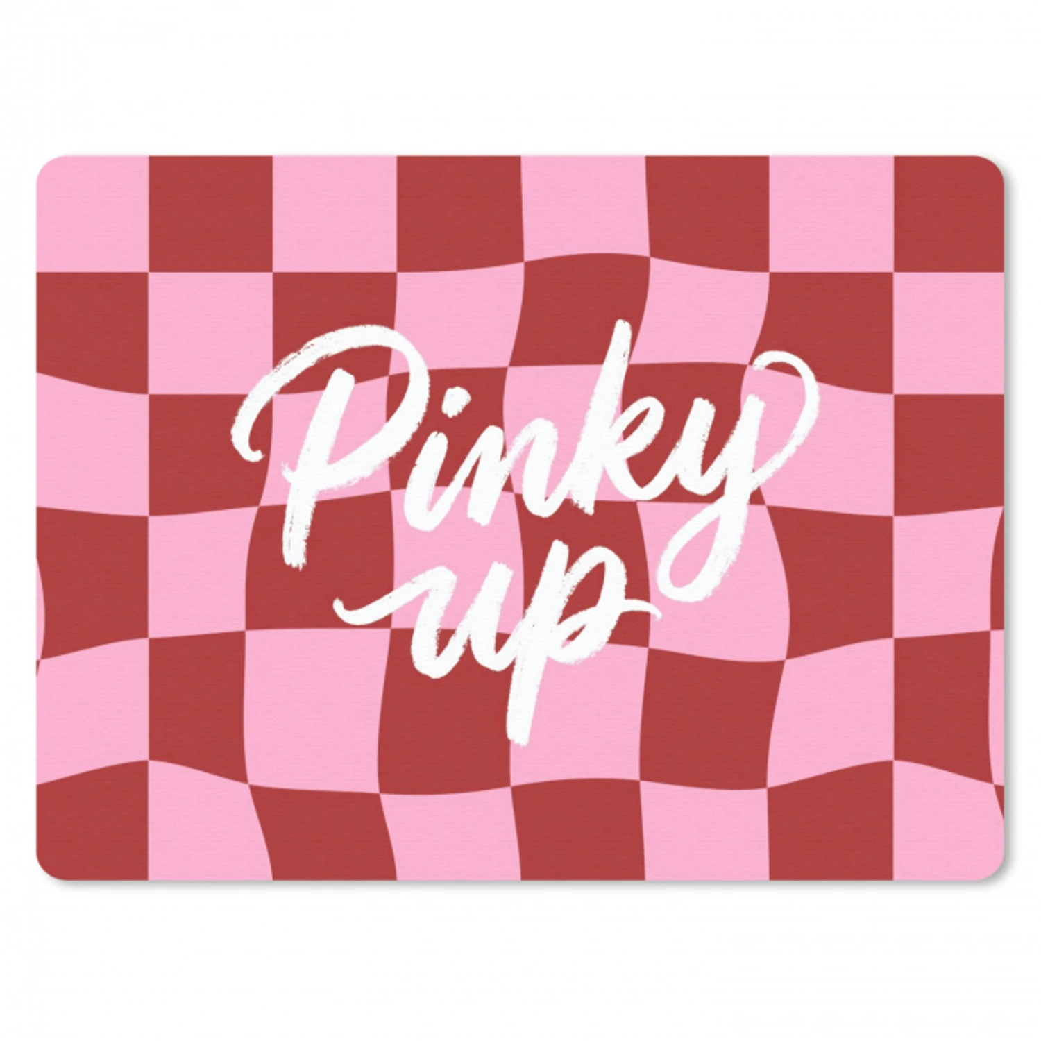 Pinky up - Geblokt - Bordeauxrood muismat rubber klein -3d