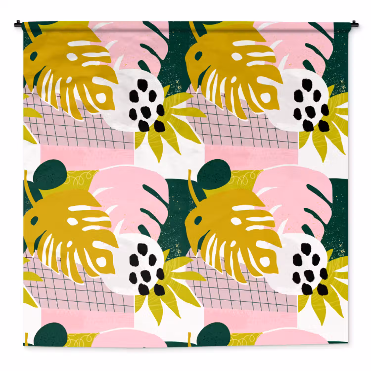Wandkleed - Tropisch - Bladeren - Jungle - Roze - Groen