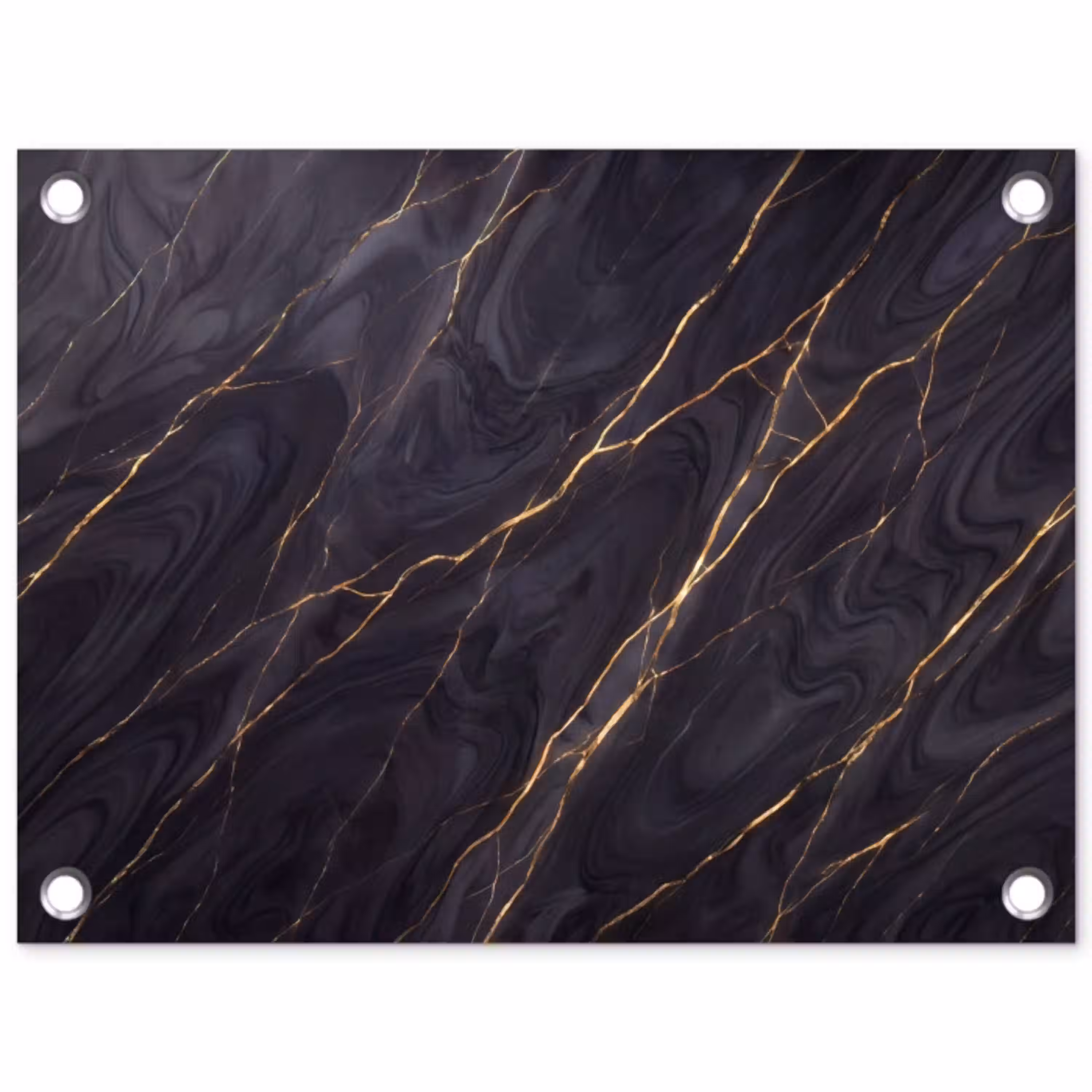 Marmer - Goudaders - Abstract - Modern - Zwart tuinposter los doek klein -3d