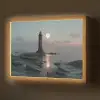 Vuurtoren - Stenen - Water - Maan Light Box met batterij (Wandlamp) middel -z3d_website