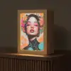 Portret - Vrouw - Abstract - Bloemen Light Box met kabel (Tafellamp) klein -z3d_website