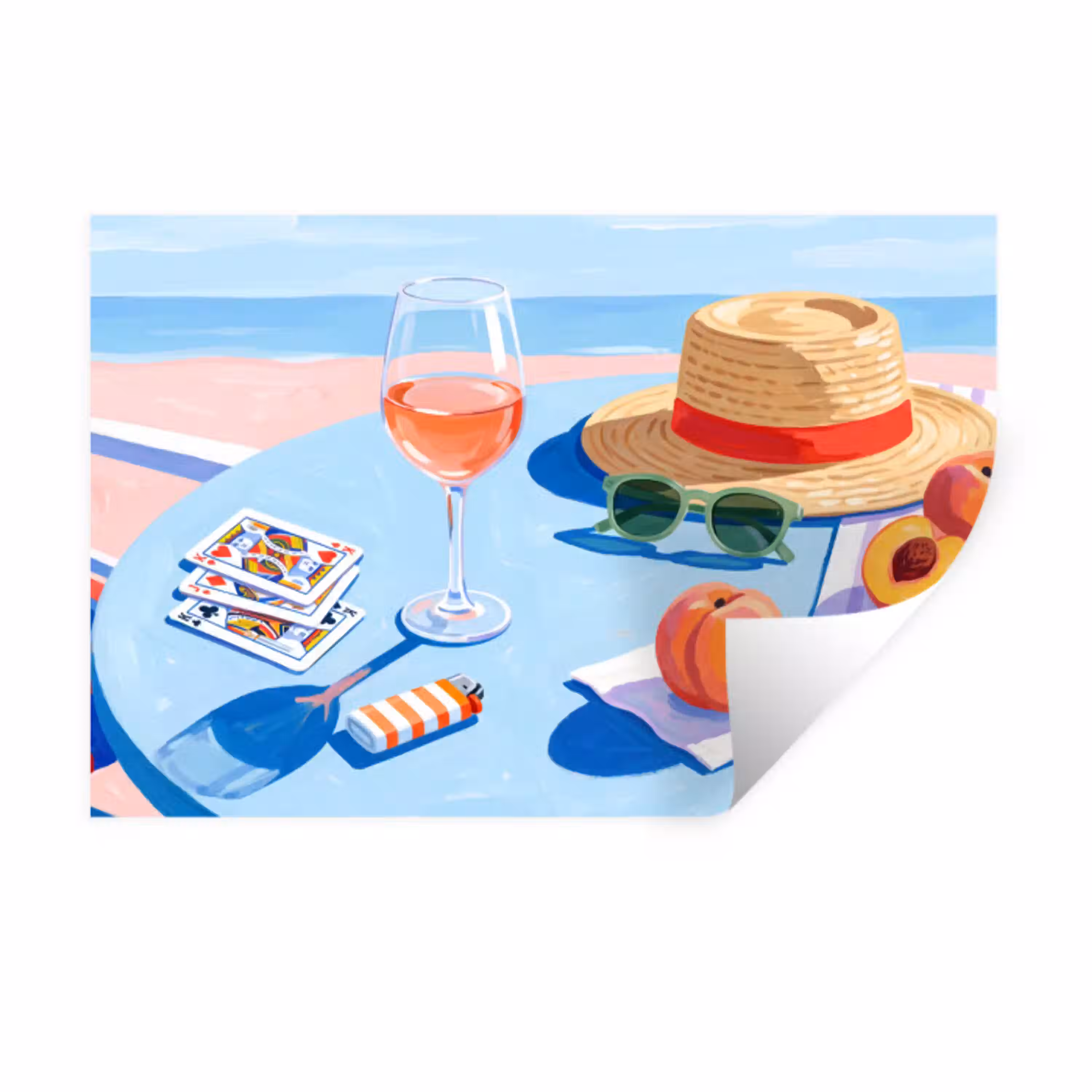 Strand - Picknick - Zomer Muursticker klein -3d