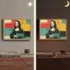 Vrouw - Kleurvlakken - Klassieke schilderkunst Light Box met batterij (Wandlamp) middel -sfeer3