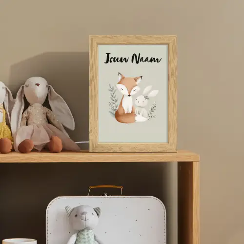 Illustratie - Vos - Konijn - Bladeren Light Box met kabel (Kinderlampje) klein -sfeer2_kind