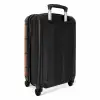 Ruitpatroon met visgraatlijnen in bruin en zwart NBS - Handbagage koffer - Kinderen Unisex middel -achterkant