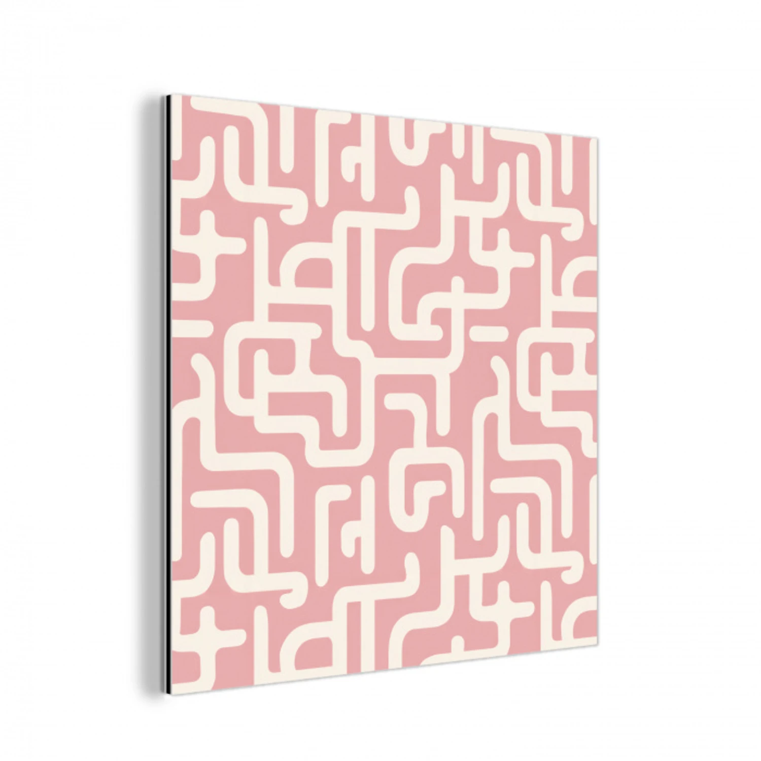 Doolhofpatroon - Roze - Wit - Abstract aluminium wit klein 46 -3d