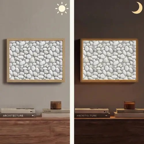 Steentjes - Grijs - Ovaal Light Box met batterij (Wandlamp) middel 907 -sfeer3