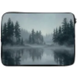 Bos - Meer - Mist - Natuur - Grijs laptophoes neopreen klein -zkaufland3dotto
