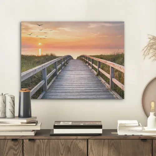 Zonsonderang - Zee - Pad - Gras - Duin - Vogels PET vilt klein -sfeer1