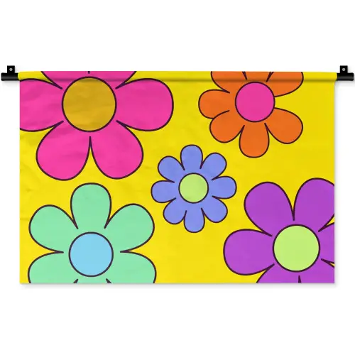 Bloemen - Illustratie - Kleurrijk Wandkleed katoen klein -zz3d