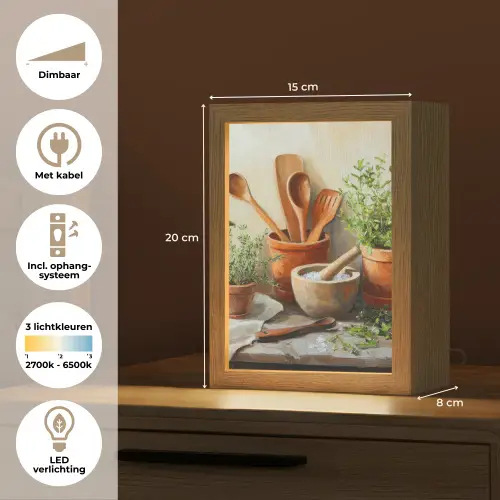 Potten - Kruiden - Hout Light Box met kabel (Tafellamp) klein -USP_NL
