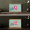 Blad - Anthurium - Stippen - Roze Light Box met kabel (Tafellamp) klein -sfeer3