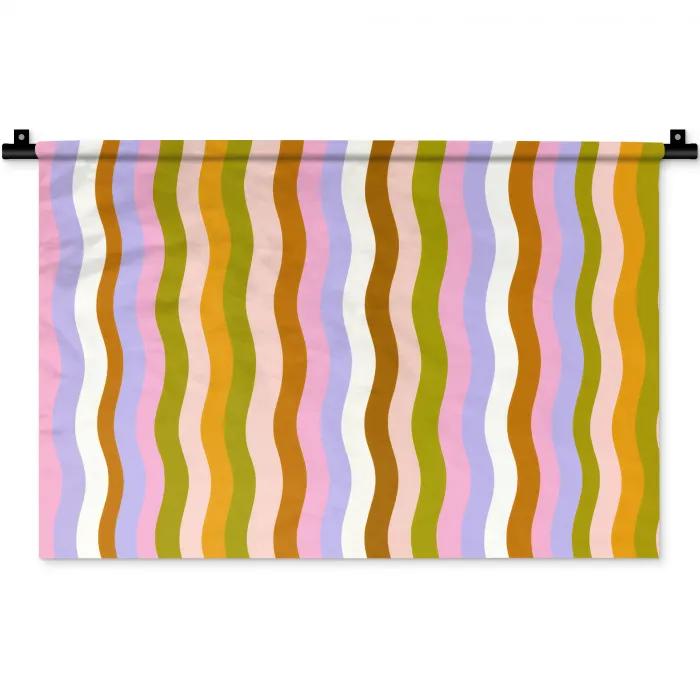 lijnen - Golven - Pastelkleuren - Patroon Wandkleed katoen klein -zz3d