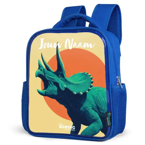 Dino - Triceratops  - Dier Kinderrugzak - Blauw middel -schuin
