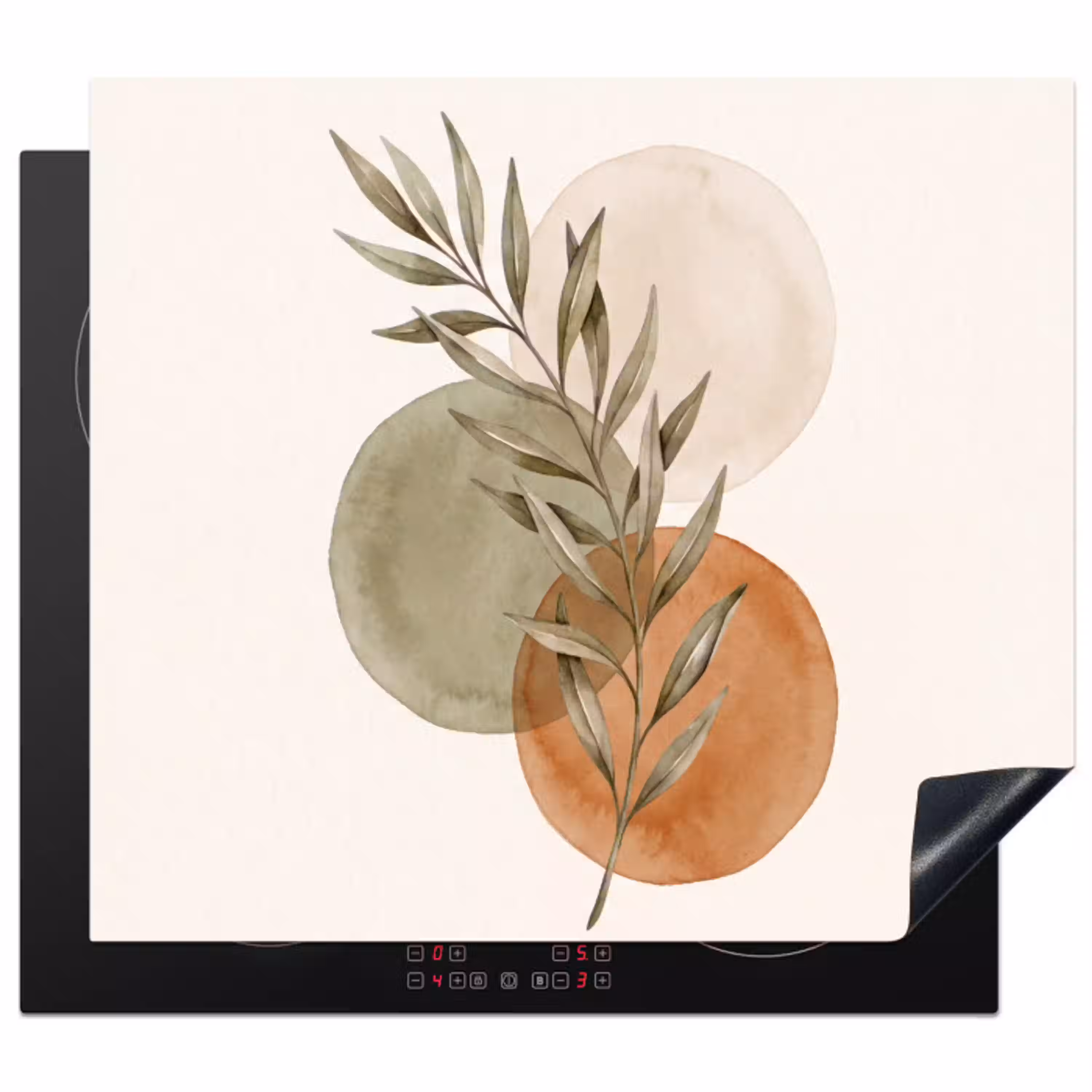 Plant - Cirkels - Abstract Inductie beschermer vinyl 3mm middel -3d