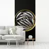 Sardines - Vissen - Rond - Zwart fotobehang vinyl groot -woonkamer