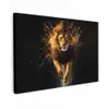 Leeuw - Zwart - Oranje - Verf Tuinposter op houten frame 2 cm dik klein -3d