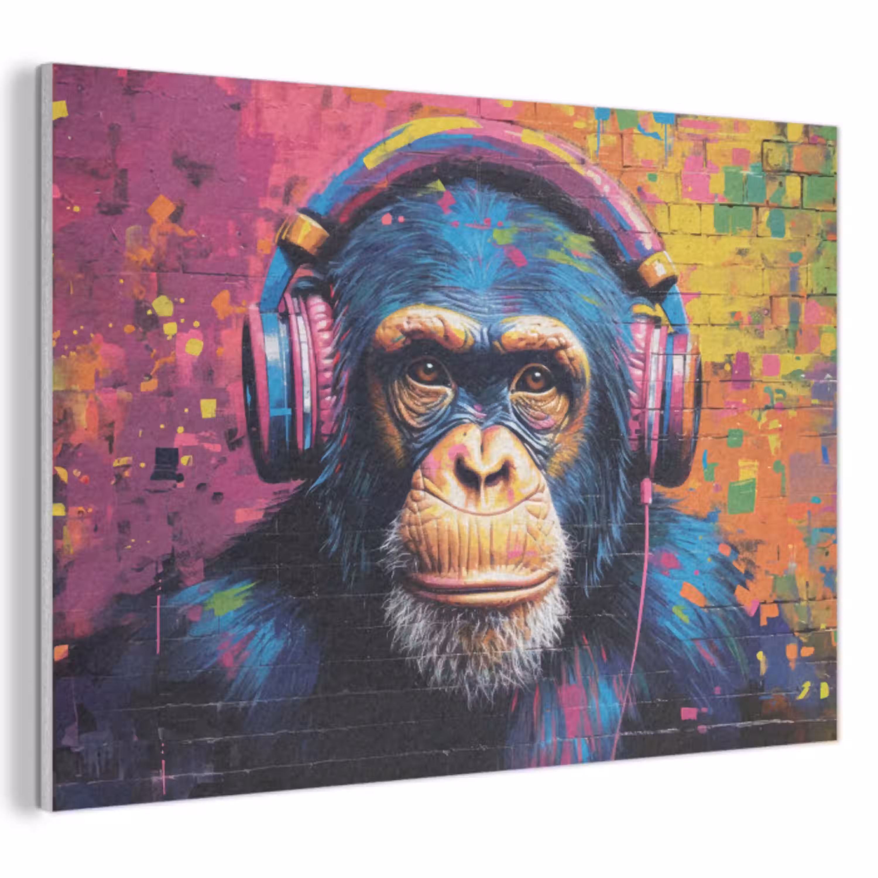 Graffiti - Chimpanzee - Street art - Koptelefoon - Aap PET vilt klein -3d