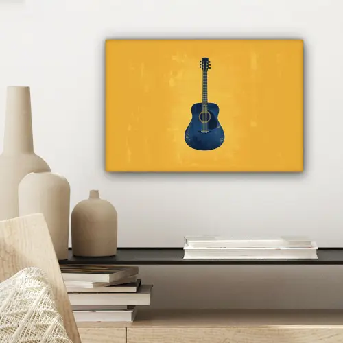 Gitaar - Akoestisch - Geel - Minimalistisch canvas 2cm klein -sfeer6