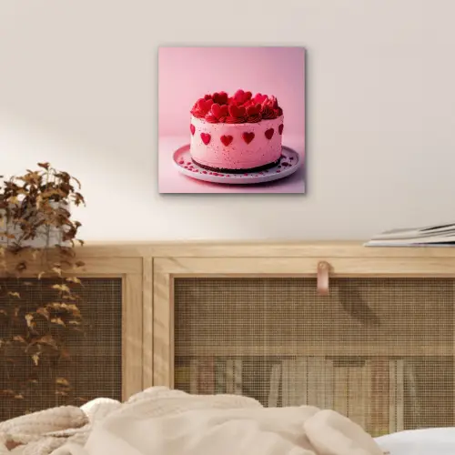 Taart - Hart - Roze aluminium wit klein -sfeer3