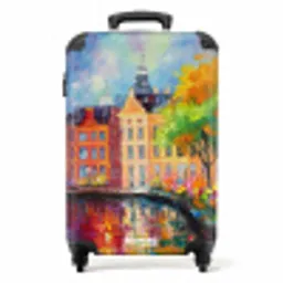 Olieverf - Amsterdam - Kunst - Kleurrijk NBS - Handbagage koffer - Unisex middel -productfoto_recht