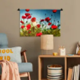 Klaprozen - Toscane - Zon - Rood - Blauw Wandkleed katoen klein -wsfeer4_kind