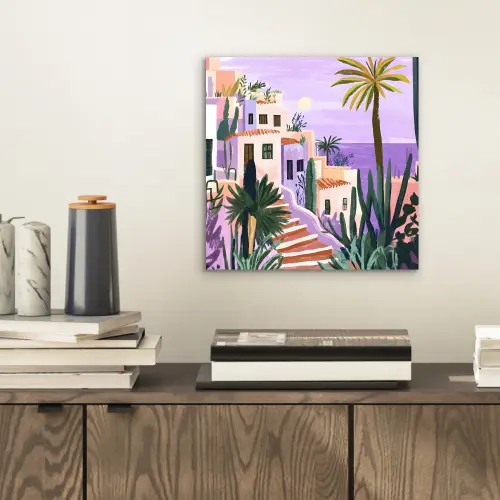 Huizen - Minimalistisch - Palmbomen - Kust aluminium wit klein -sfeer1