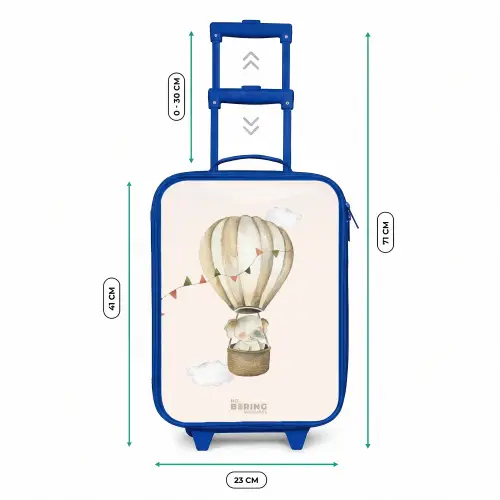 Olifant in een luchtballon Kinderkoffer - Blauw klein -productfoto_formaten