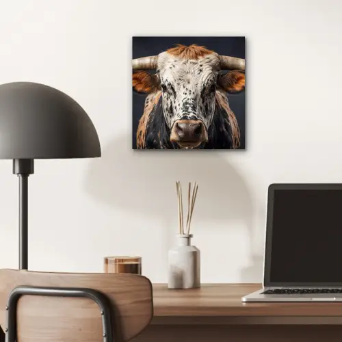 Stier - Kleurrijk - Hoorns aluminium wit klein -sfeer5