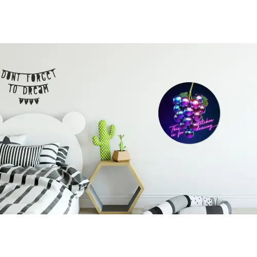 Quote - Neon - Disco - Druiven Wandcirkel aluminium klein -kinderkamer